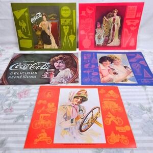 5 Vintage Coca Cola Advertising Art Prints Retro Nostalgic Collectible Placemats